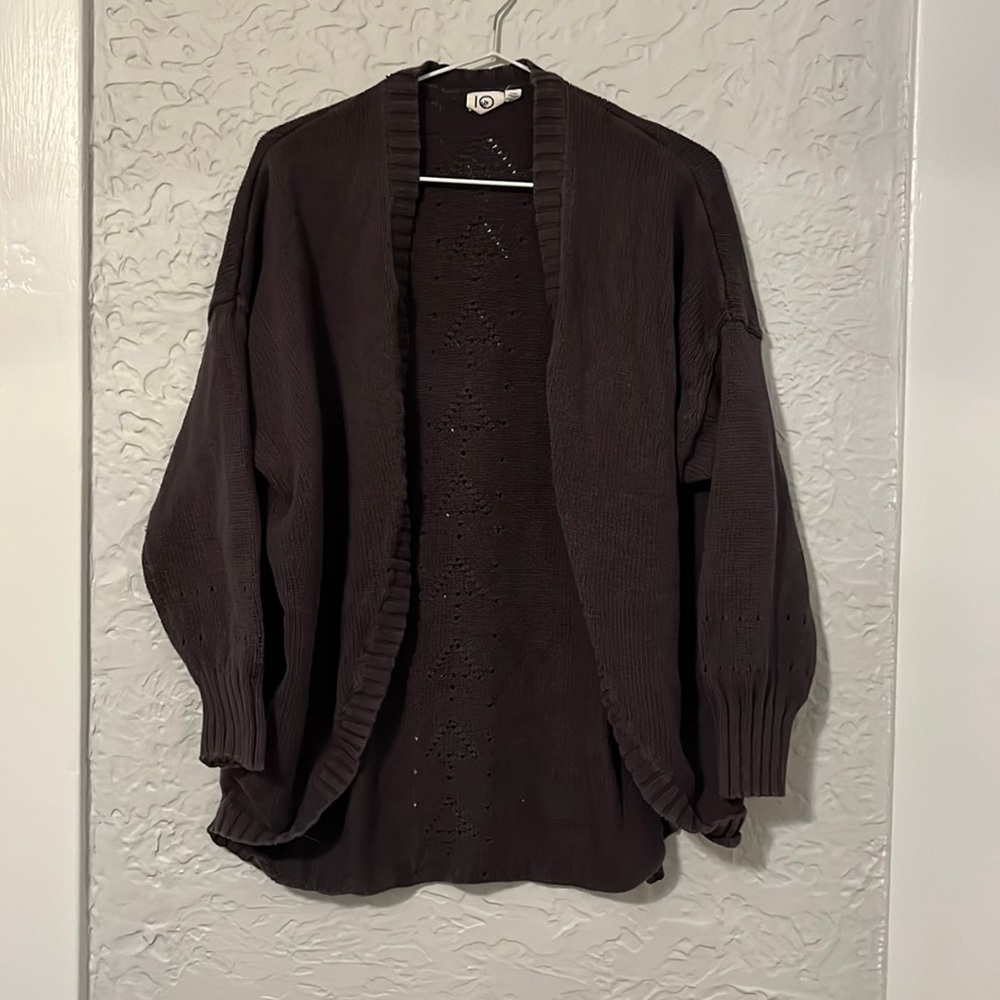 Dark Grey Open Front Cardigan